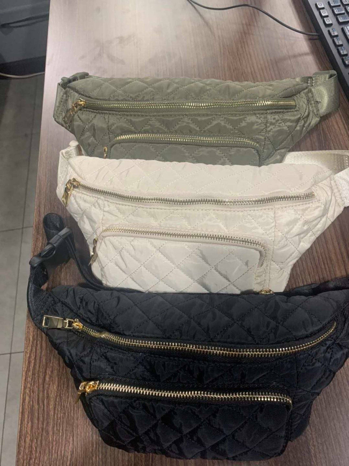 Black Quilted Belt Bag
