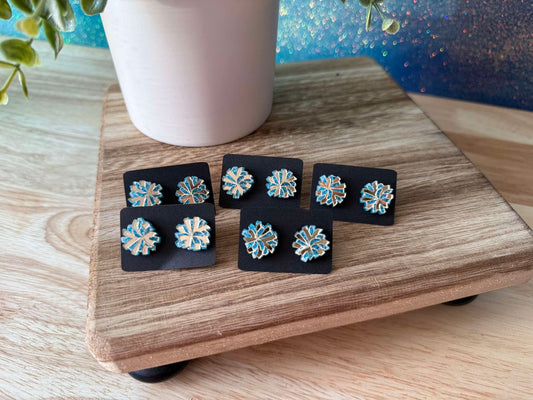 Aqua Gold Pom Pom Stud