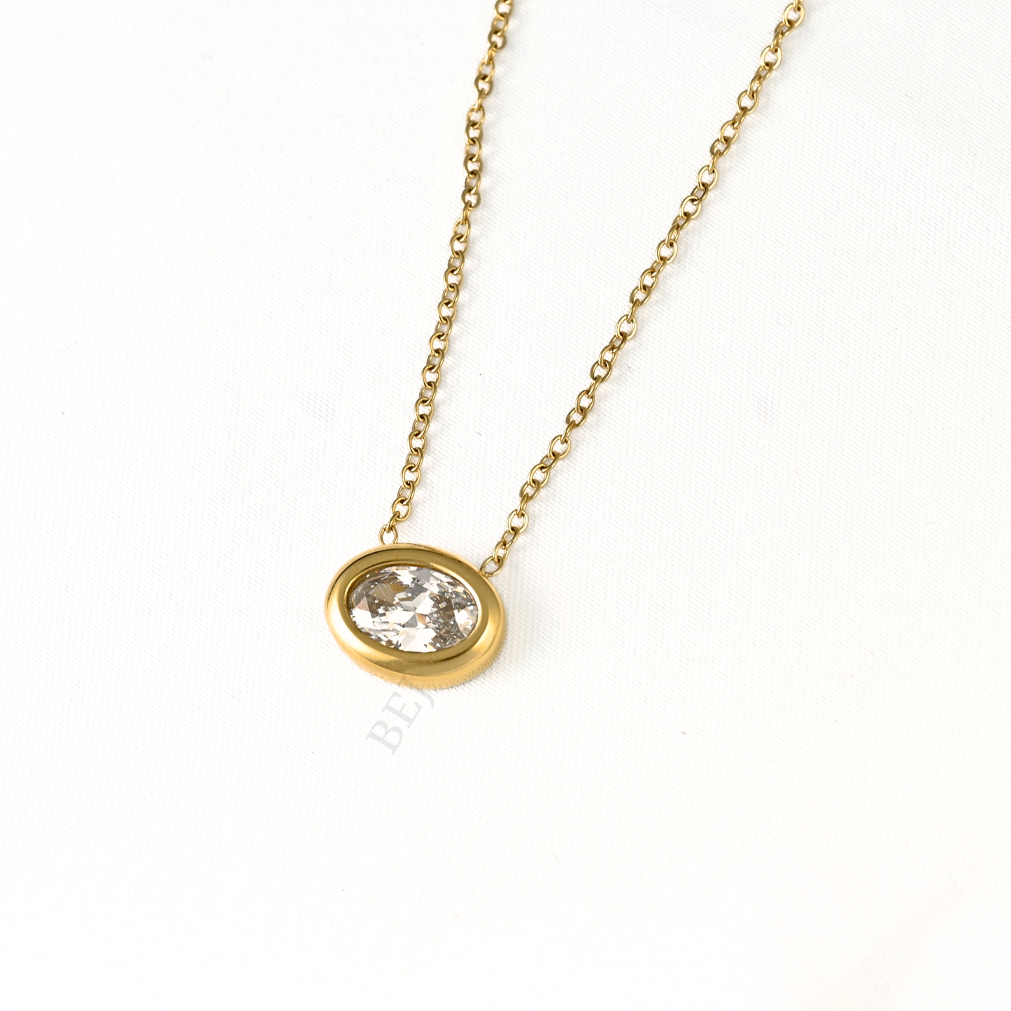 Geometric Gold Diamond Pendant Necklaces - Stainless Steel