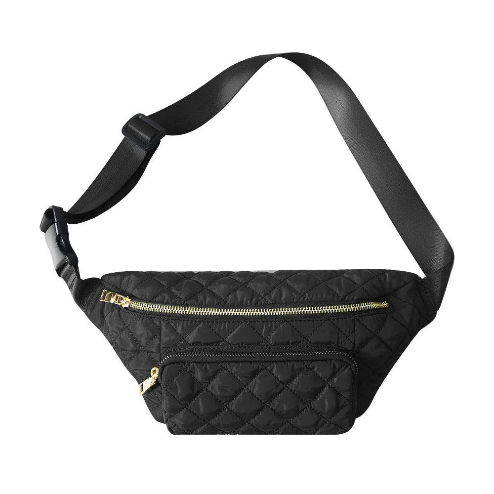 Black Quilted Belt Bag