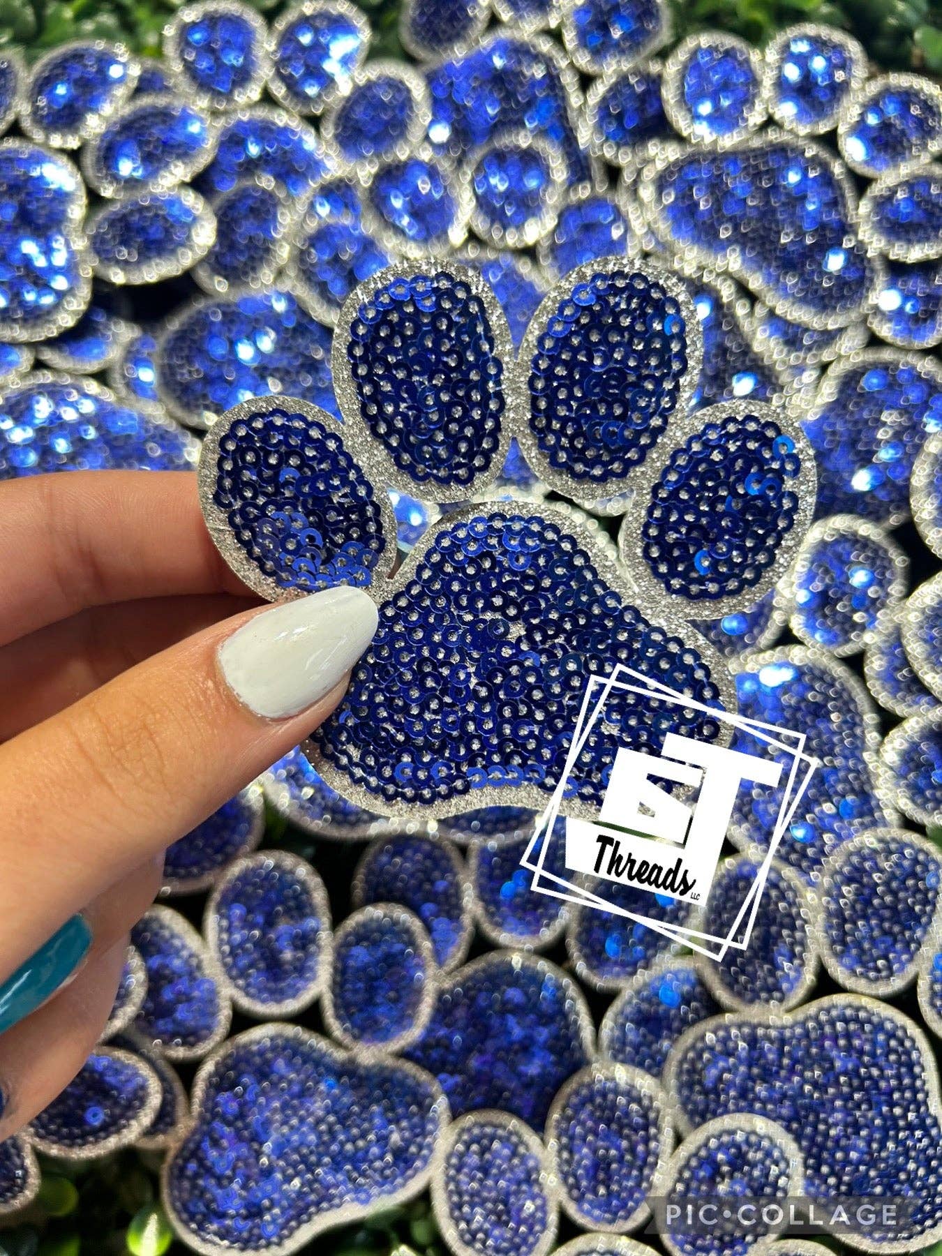 Sequin Paw Print Cap Patches