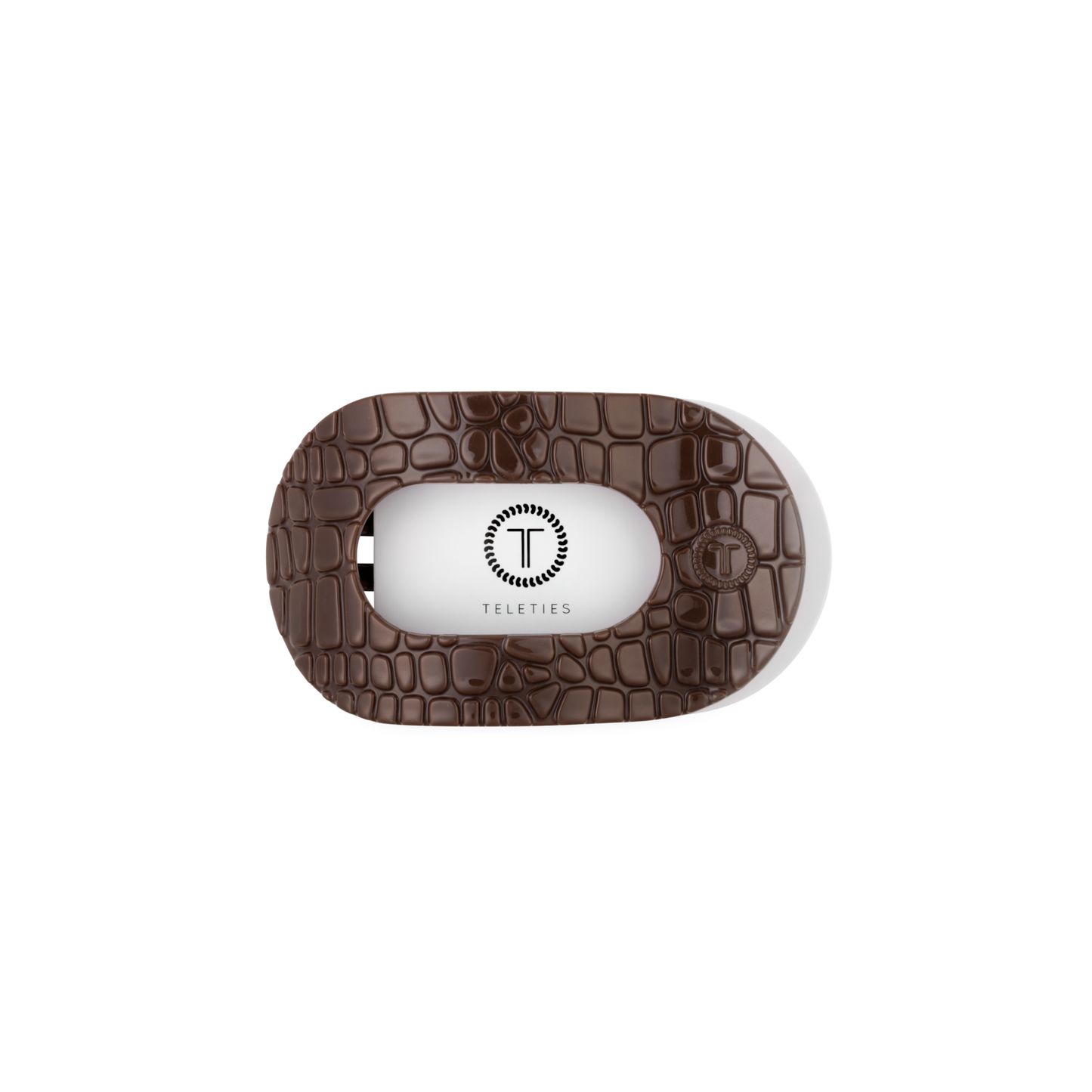 Brown Crocodile Small Flat Round Hair Clip