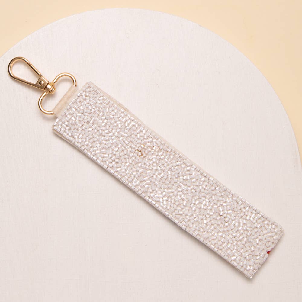 Sequins Seed Beaded "TEACH" Word Wristlet Keychain