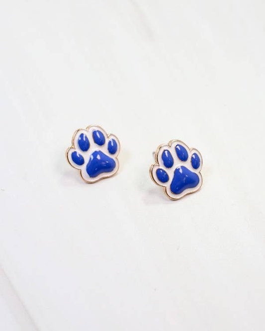 Go For It Paw Earring Blue White