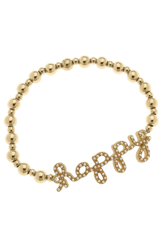 Molly Pearl Studded Happy Children's Stretch Bracelet