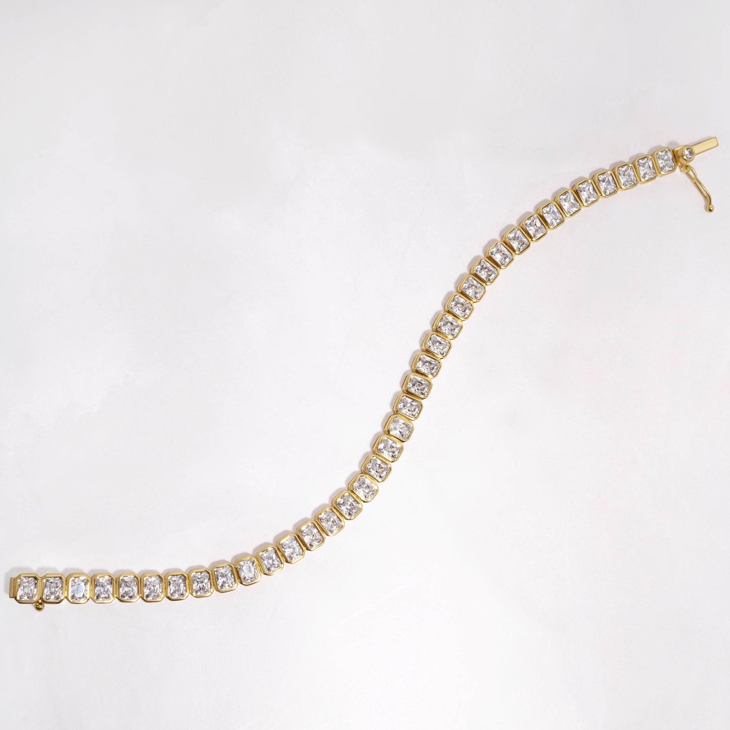 Emerald-Cut Bezel Tennis Bracelet