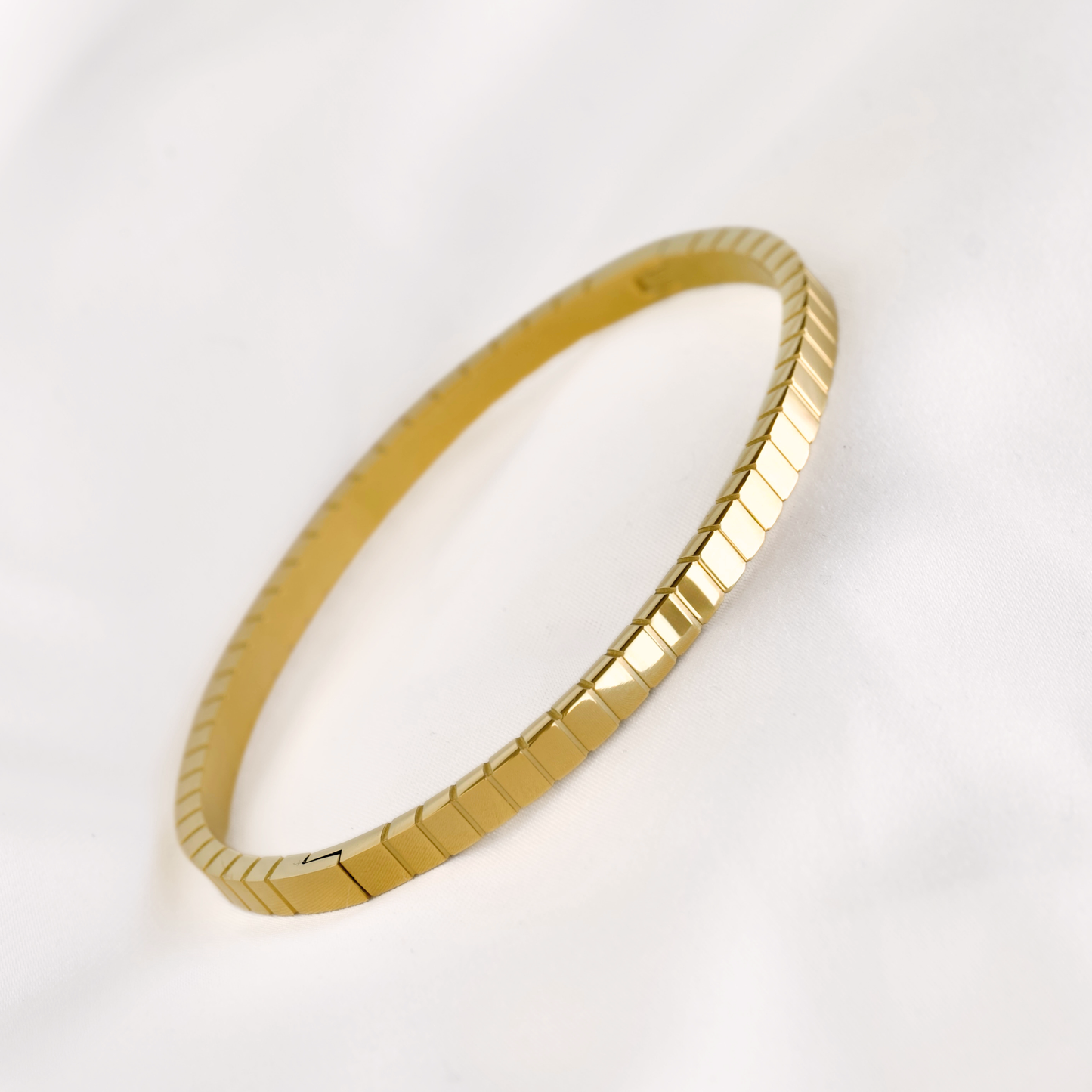 Mixed Motif Gold Hinged Bangle Set - Stainless Steel