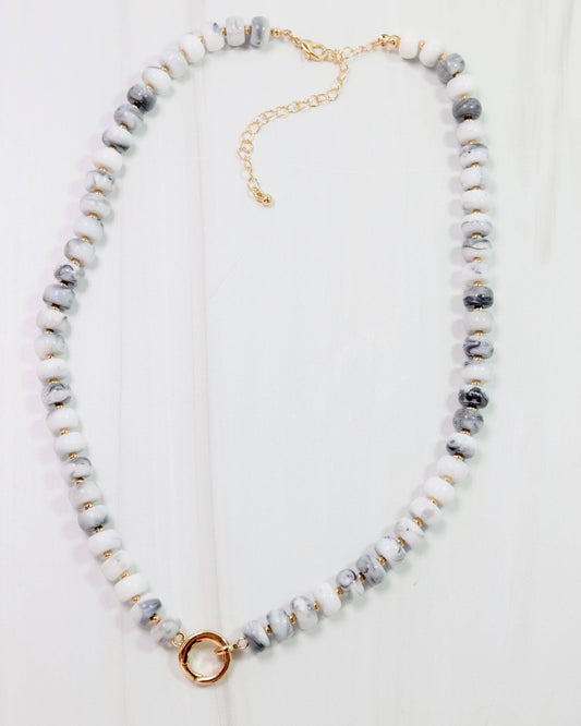Tiara Beaded Toggle Necklace Gray