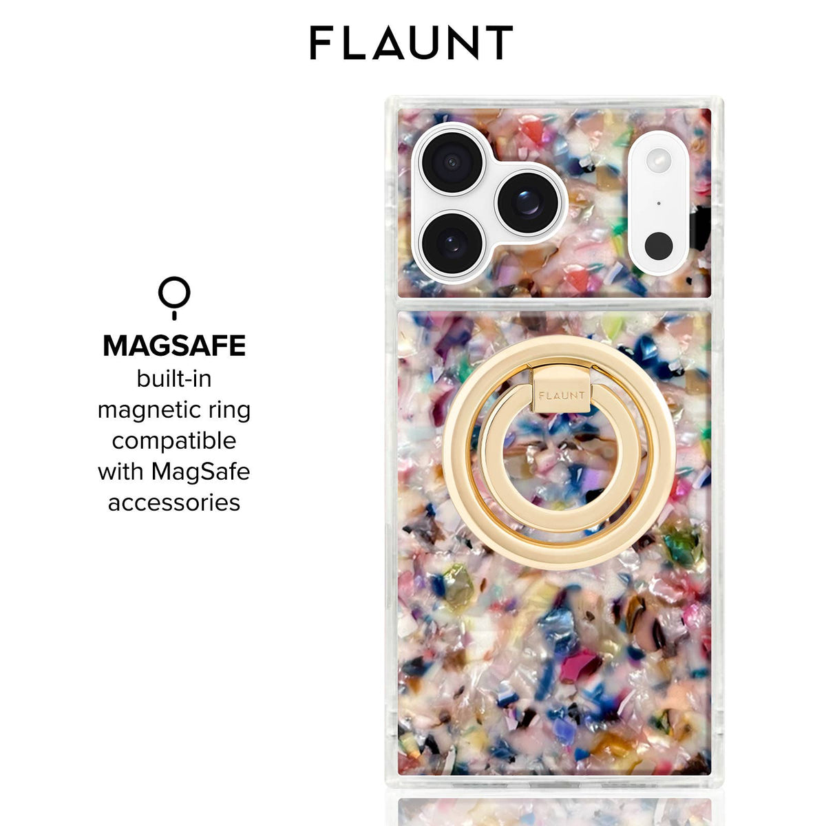 Rainbow Confetti Tortoise Shell MagSafe iPhone Case