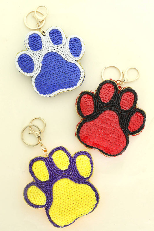 Paw Seed Beaded Sequins Embellished Keychain