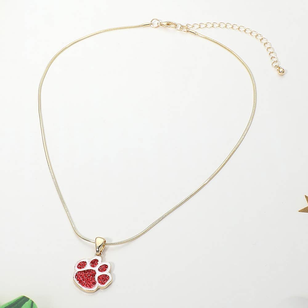 Game Day Football Paw Print Pendant Necklace