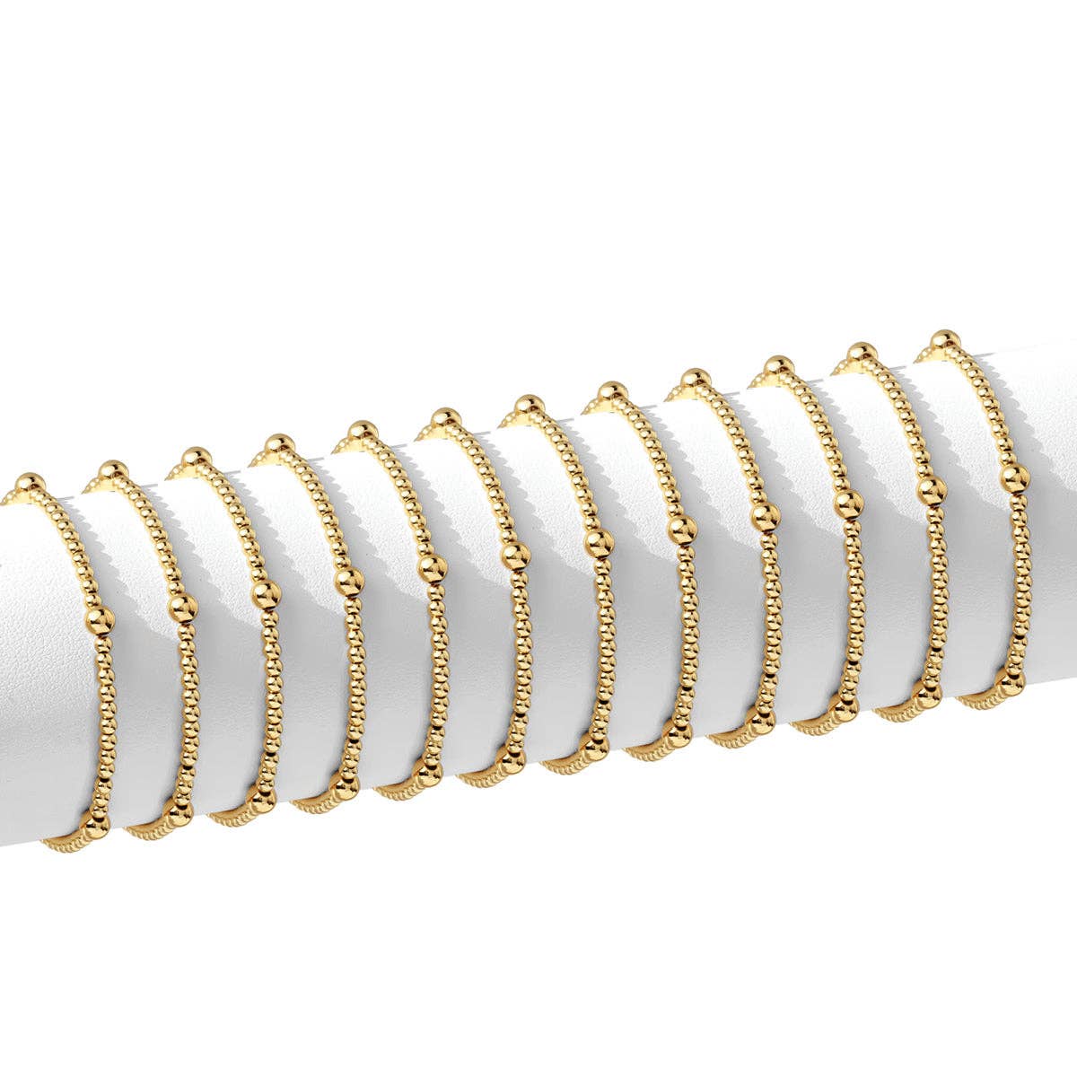 Set/12 3mm Bead with 5mm accent Stretch Bracelets