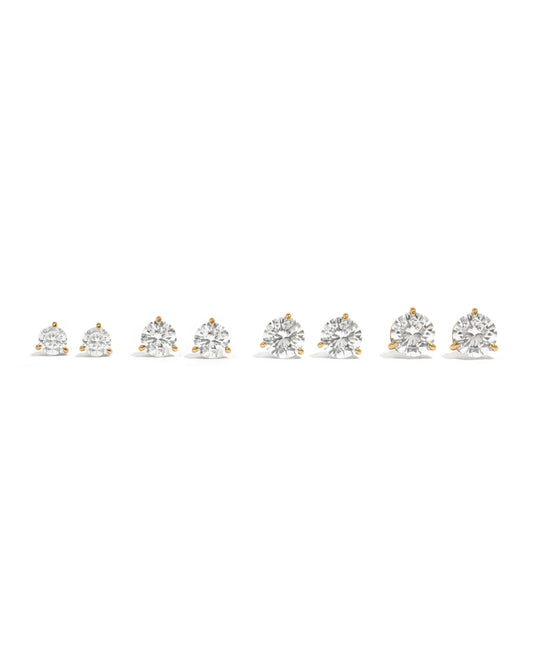 Round Solitaire Stud Earrings (Multiple Sizes Available)