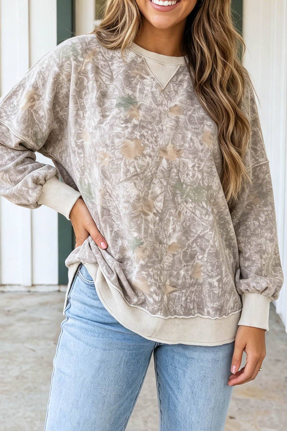 Camouflage Print Shift Plus Size Sweatshirt (1X-4X)
