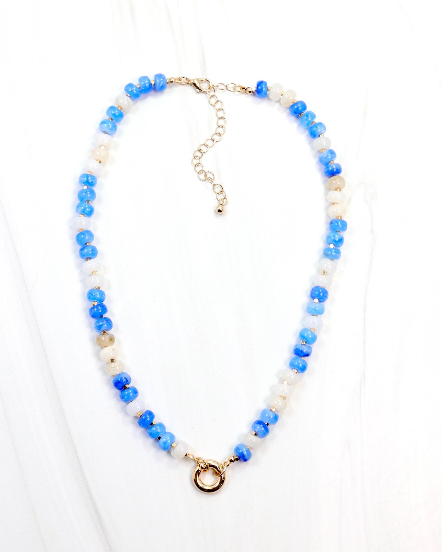 McLane Stone Necklace with Toggle Blue White
