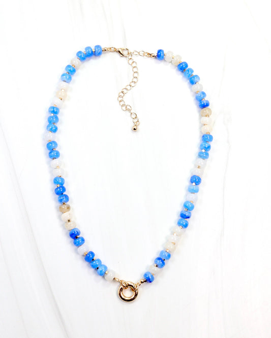 McLane Stone Necklace with Toggle Blue White