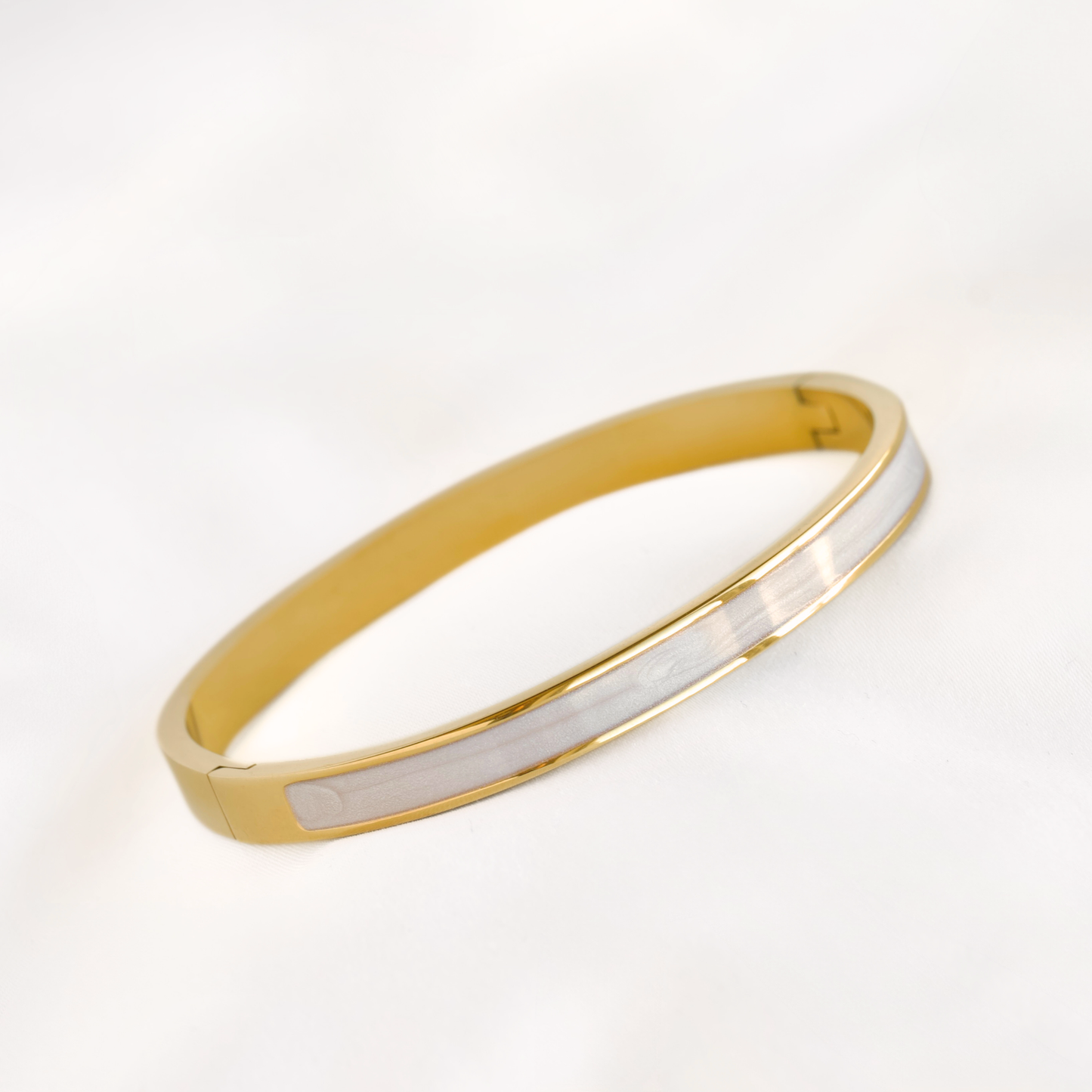 Mixed Motif Gold Hinged Bangle Set - Stainless Steel
