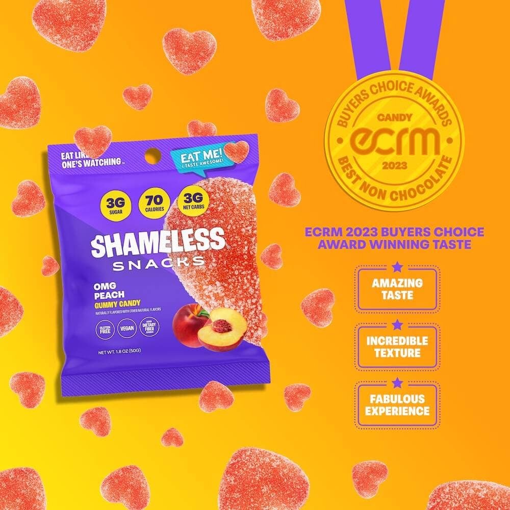 OMG Sour Peach Low Sugar Gummies 1.8oz – 6ct