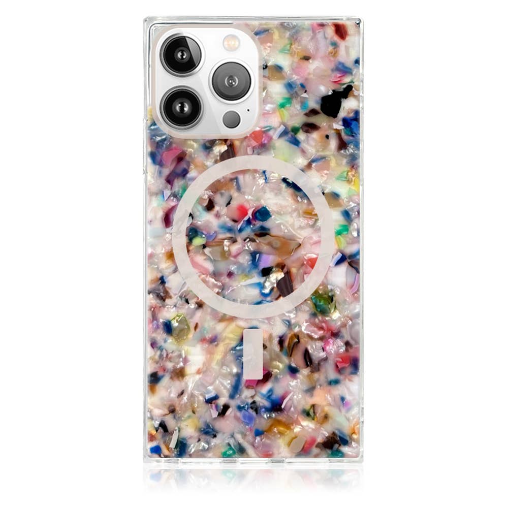 Rainbow Confetti Tortoise Shell MagSafe iPhone Case