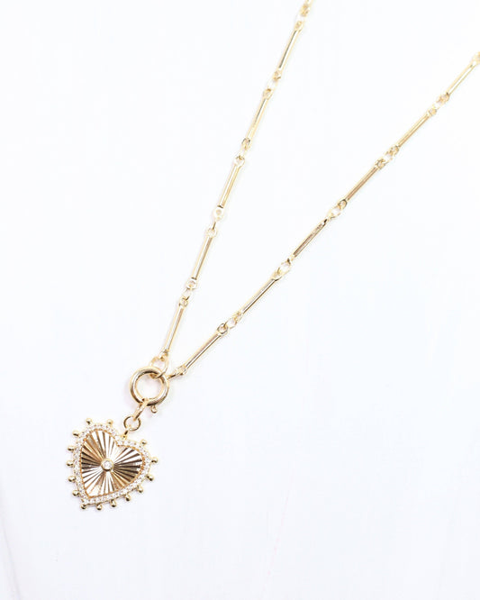 Dana Point Heart Charm Necklace Gold