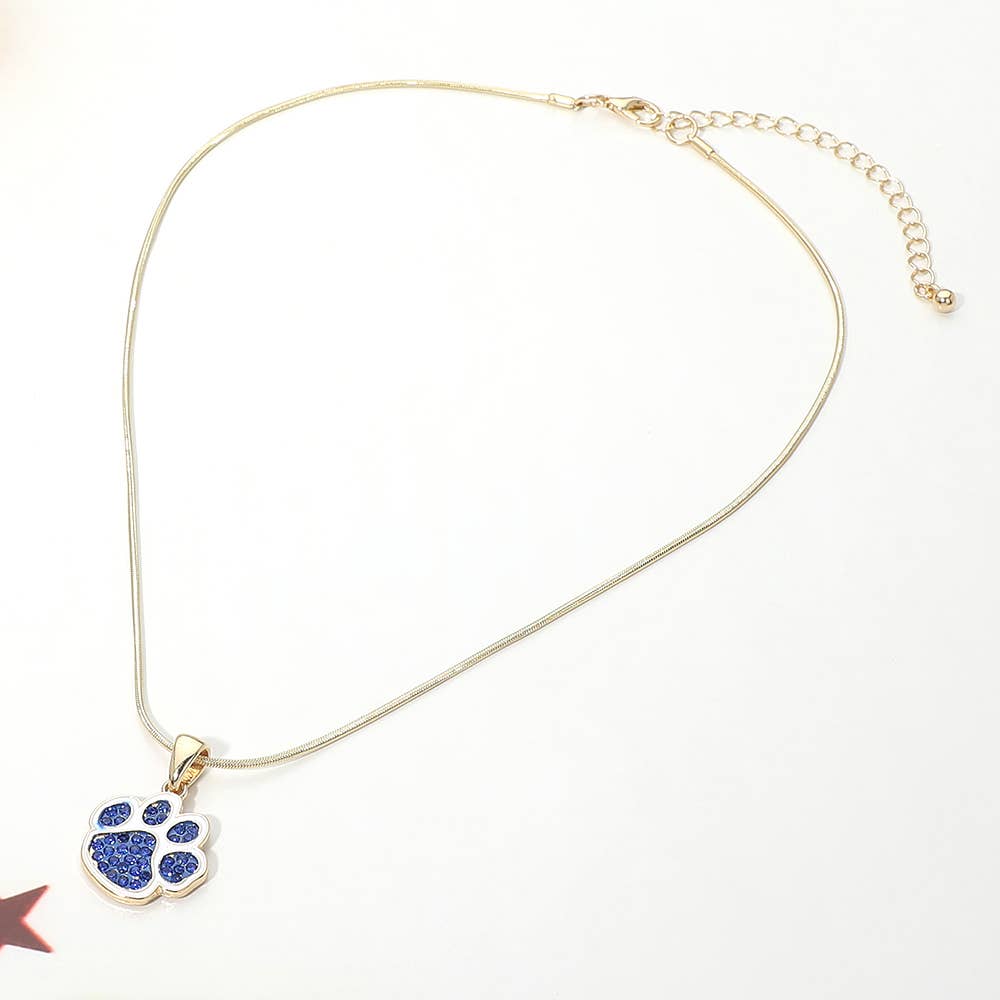 Game Day Football Paw Print Pendant Necklace