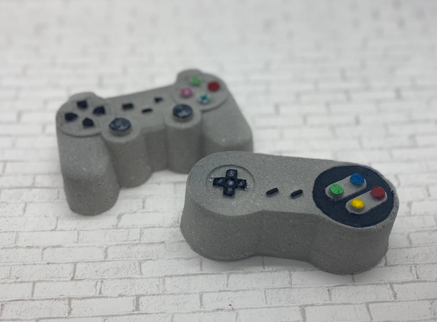 Retro game controller bath bombs