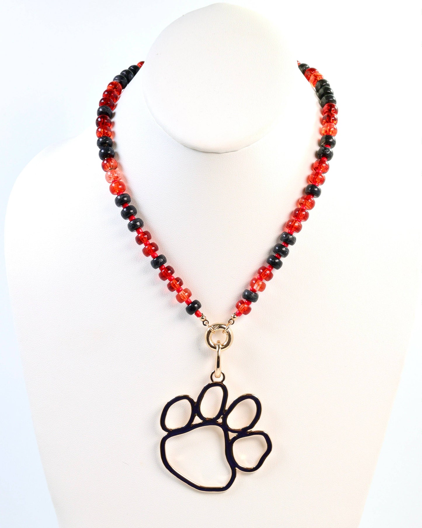 McLane Stone Necklace with Toggle Red Black