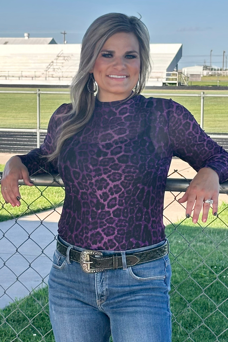 Sideline Spirit Purple Mesh Top
