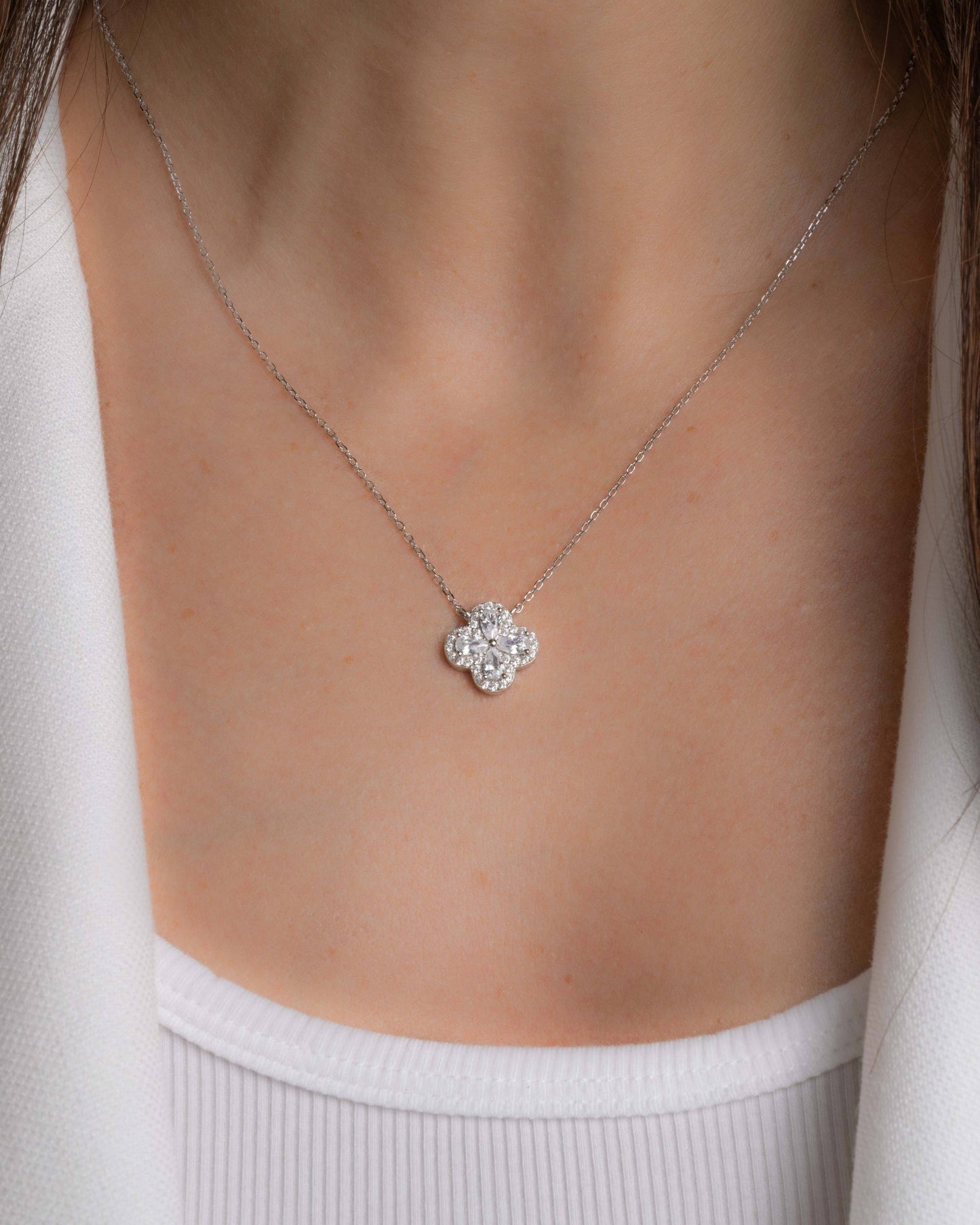 Pear Four Leaf Clover Necklace