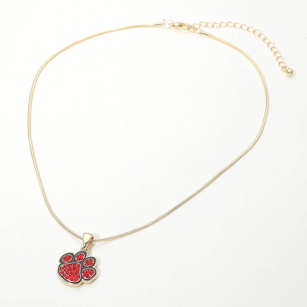 Game Day Football Paw Print Pendant Necklace