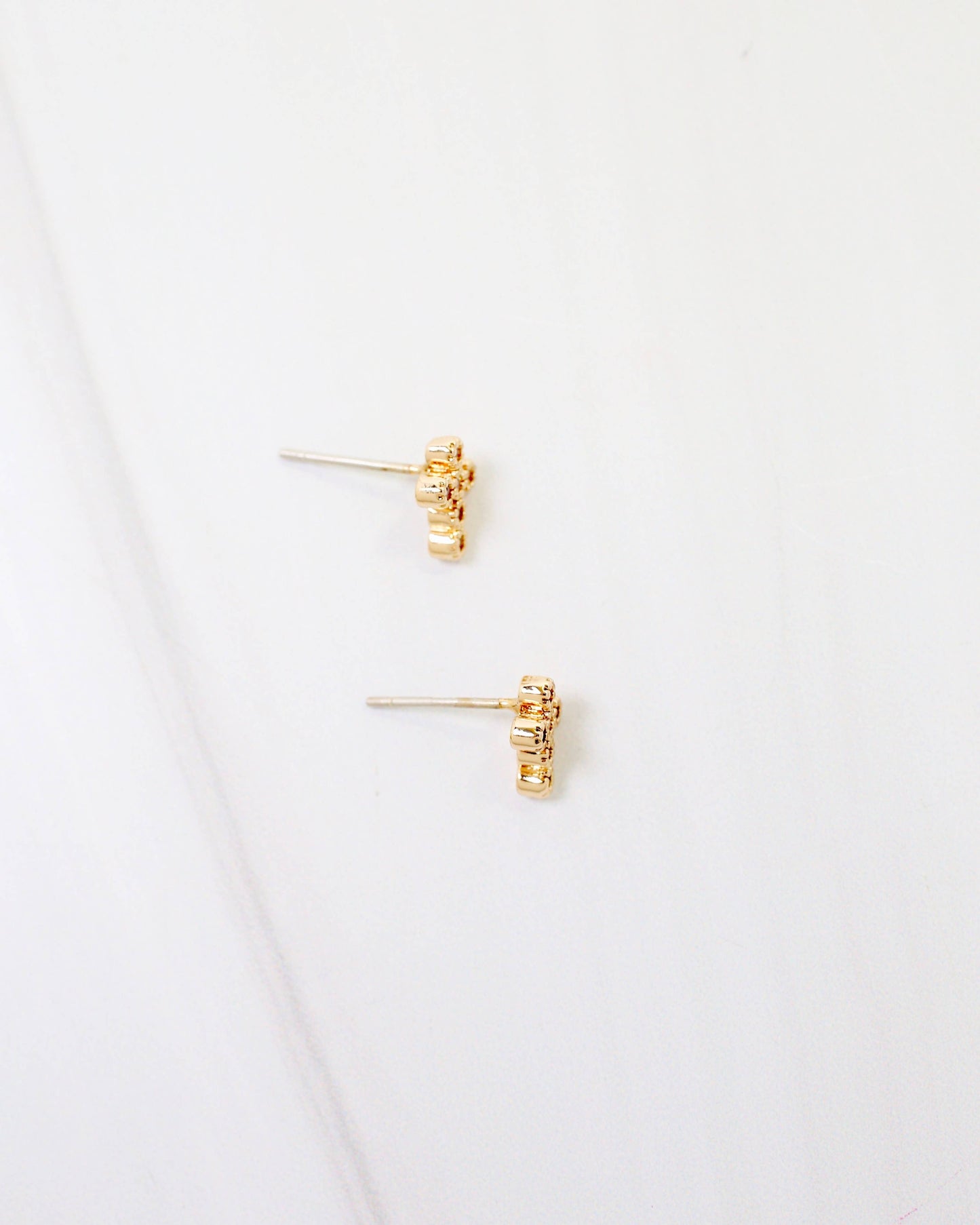 Royal Oak CZ Cross Stud Earring Gold