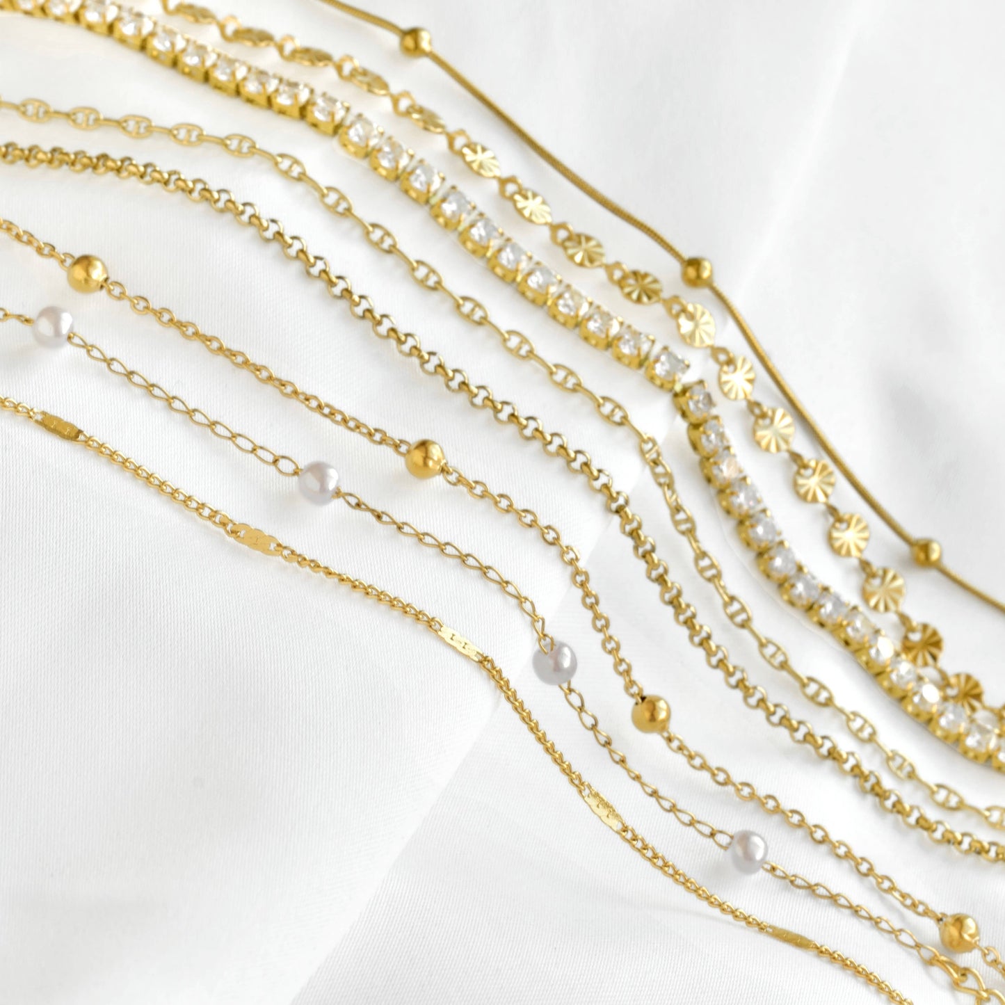 Everyday Stacking Bracelets - Stainless Steel Gold Chains