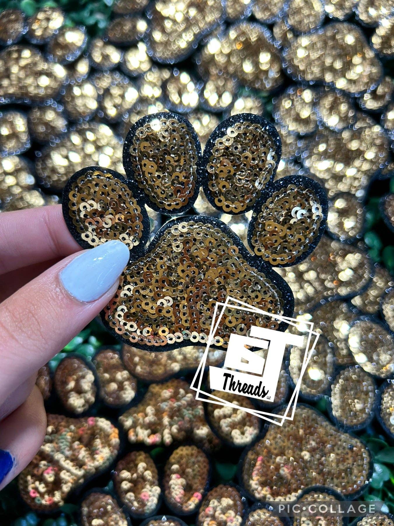 Sequin Paw Print Cap Patches