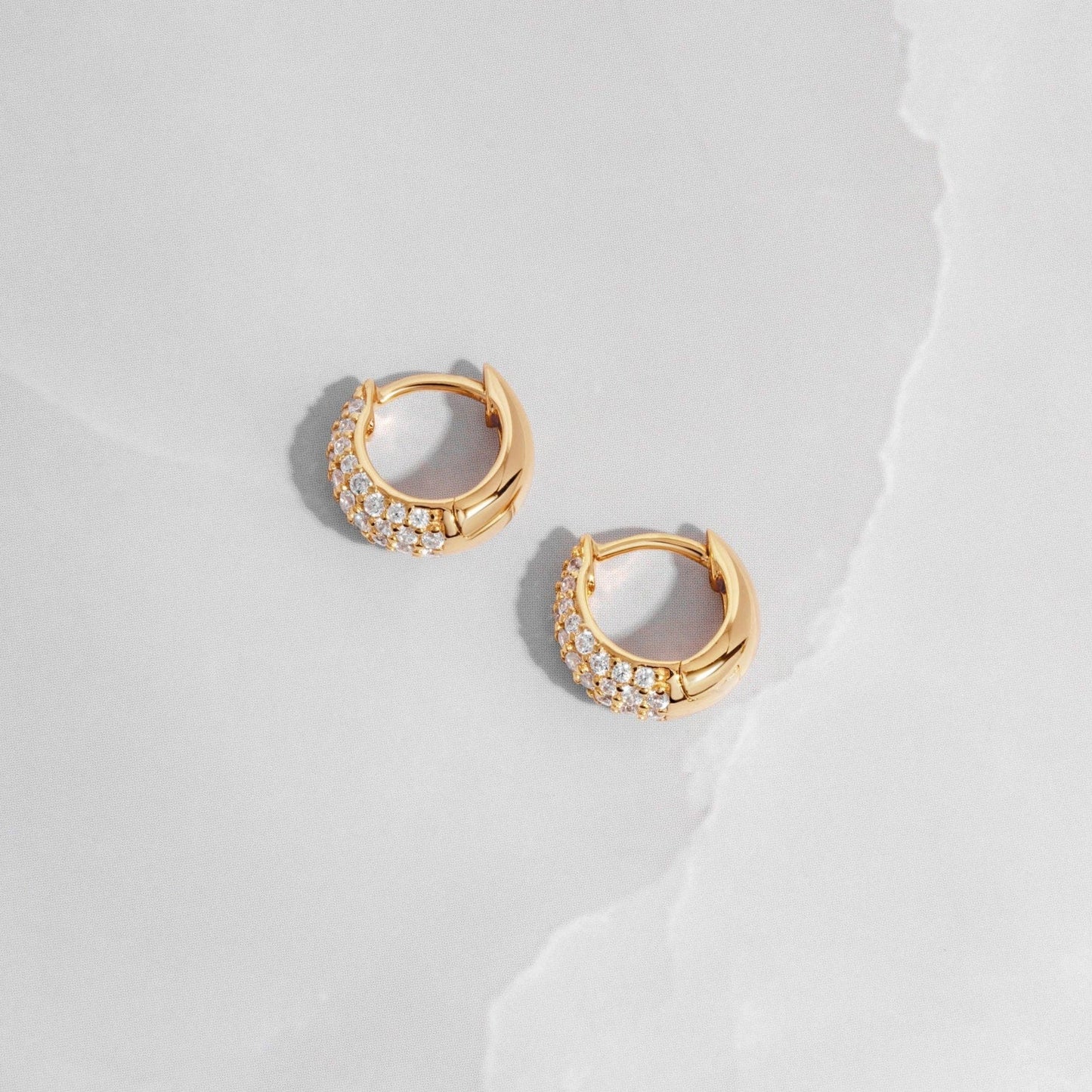 10mm Pave Basket Huggies