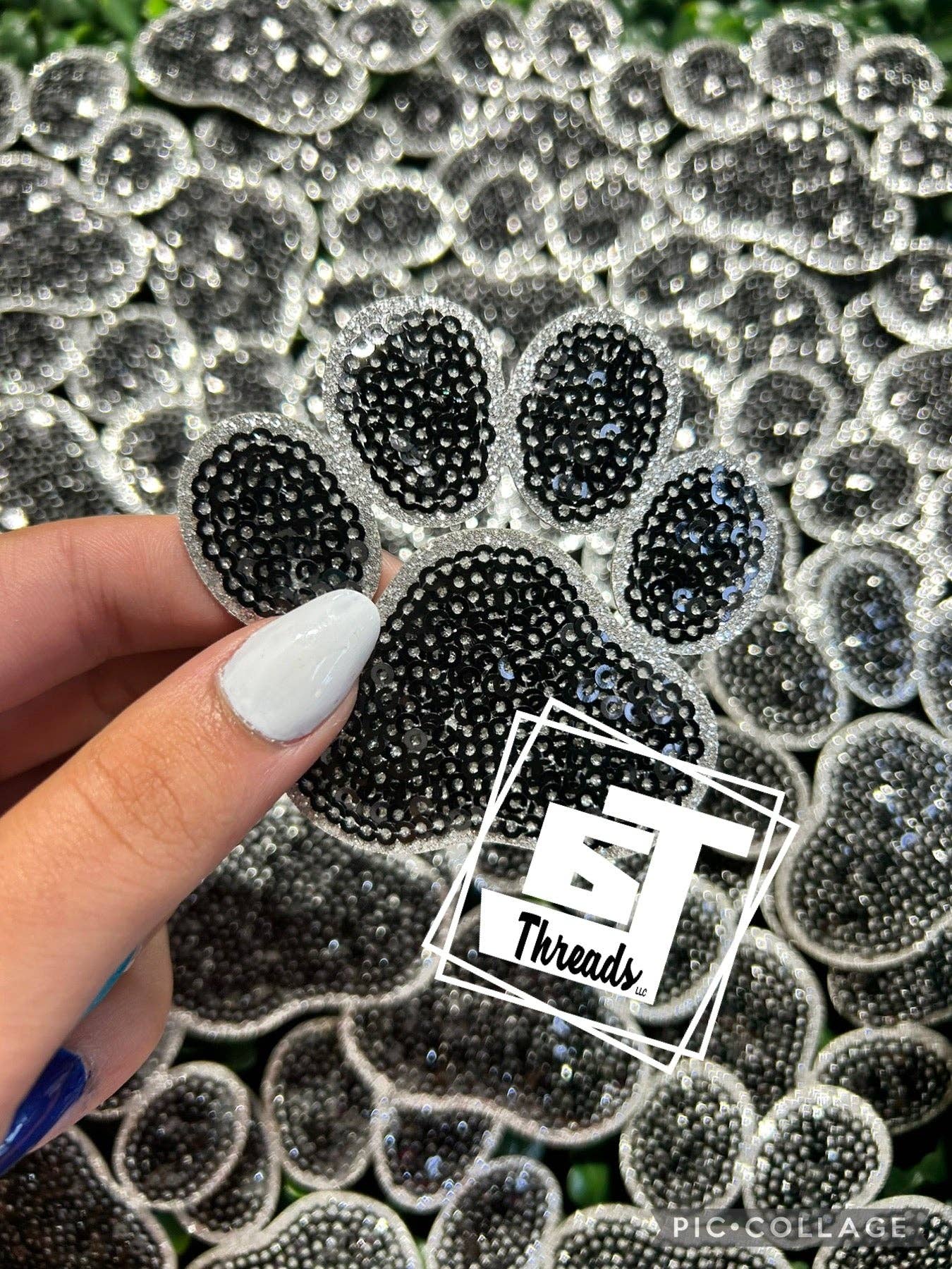 Sequin Paw Print Cap Patches
