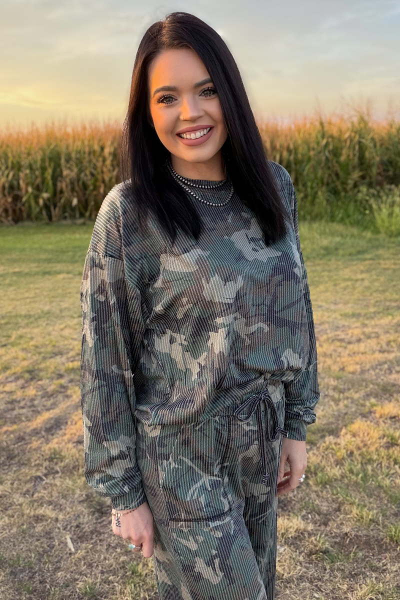 Canyon Camo Sweater Top