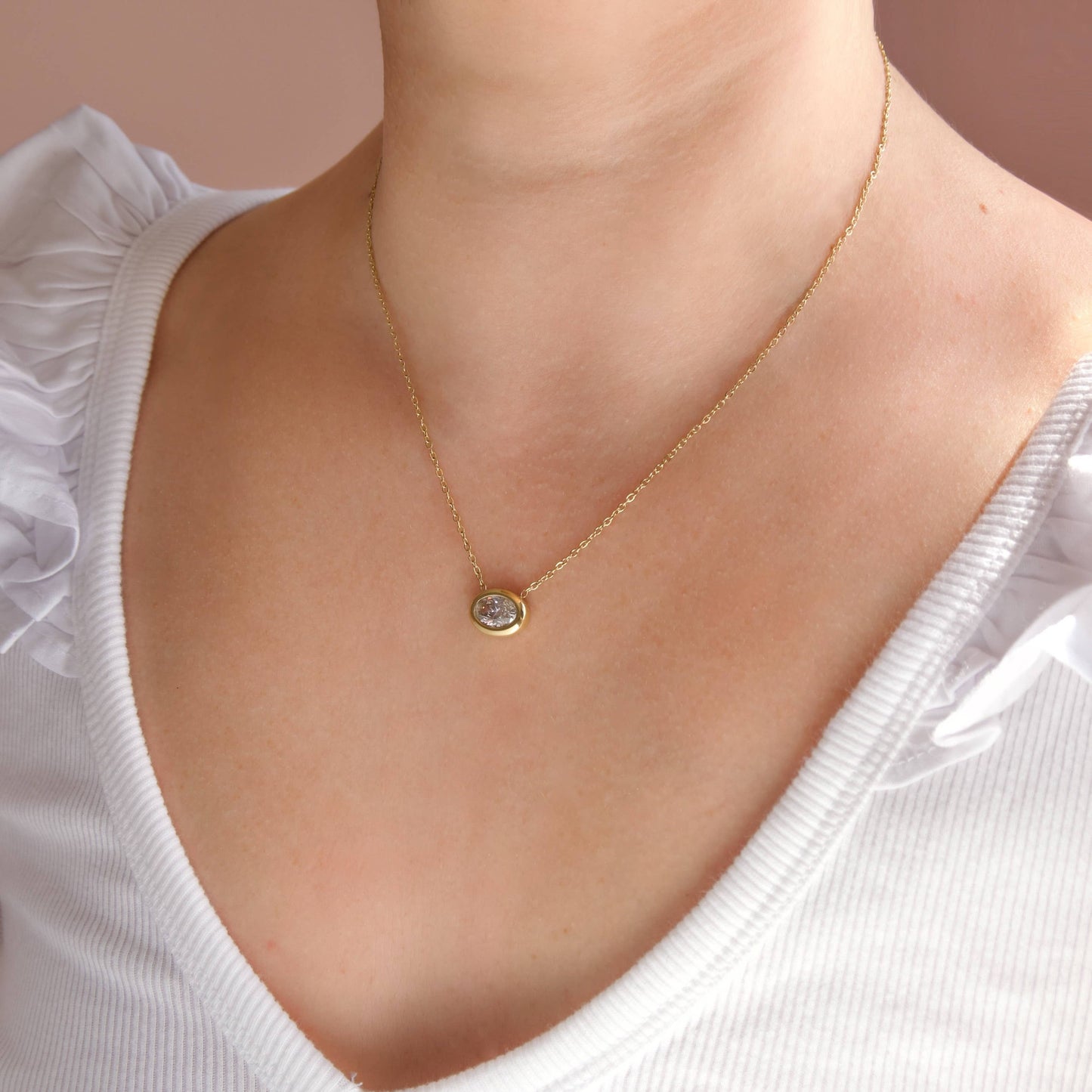 Geometric Gold Diamond Pendant Necklaces - Stainless Steel
