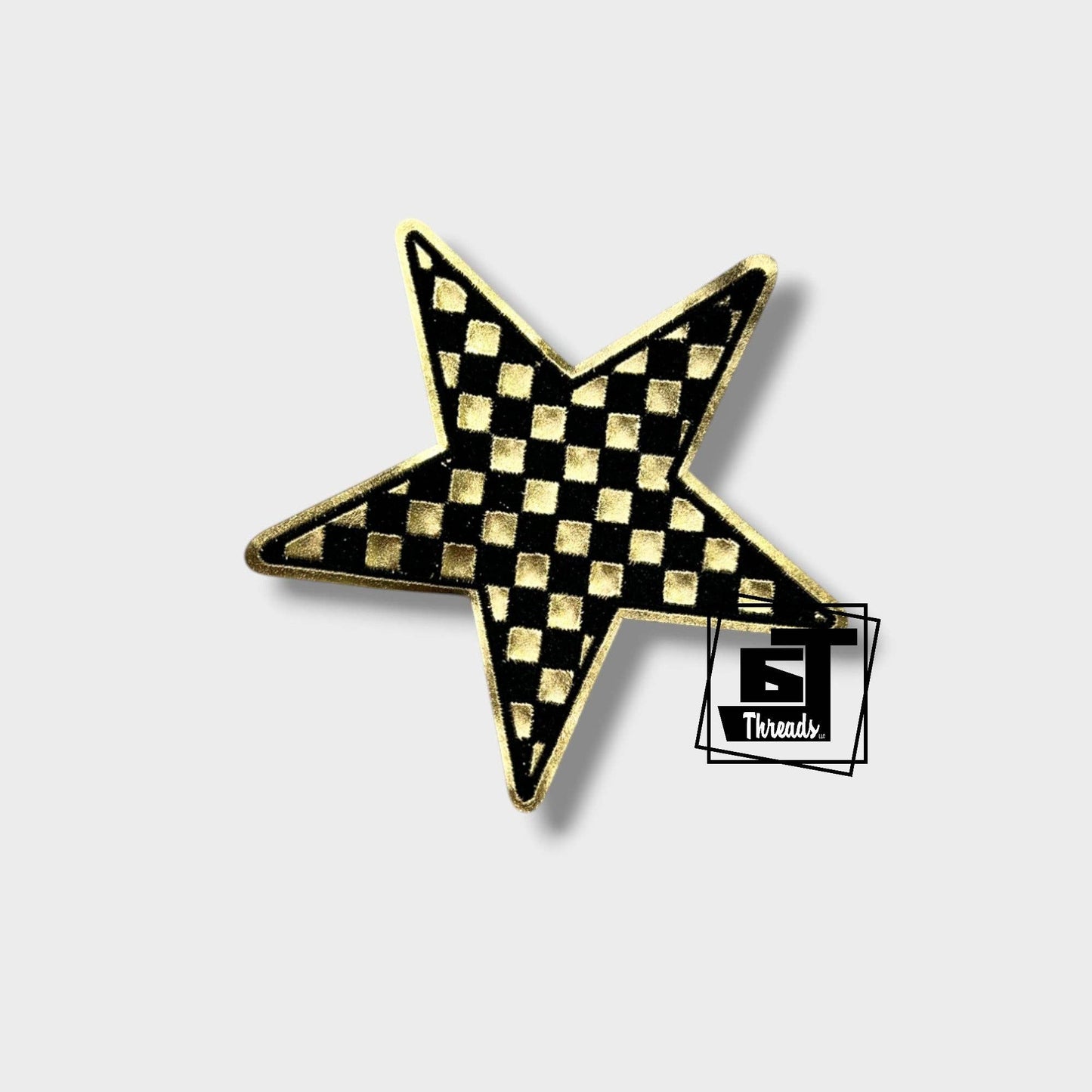 Metallic Checkered Stars....Cap Patches Only