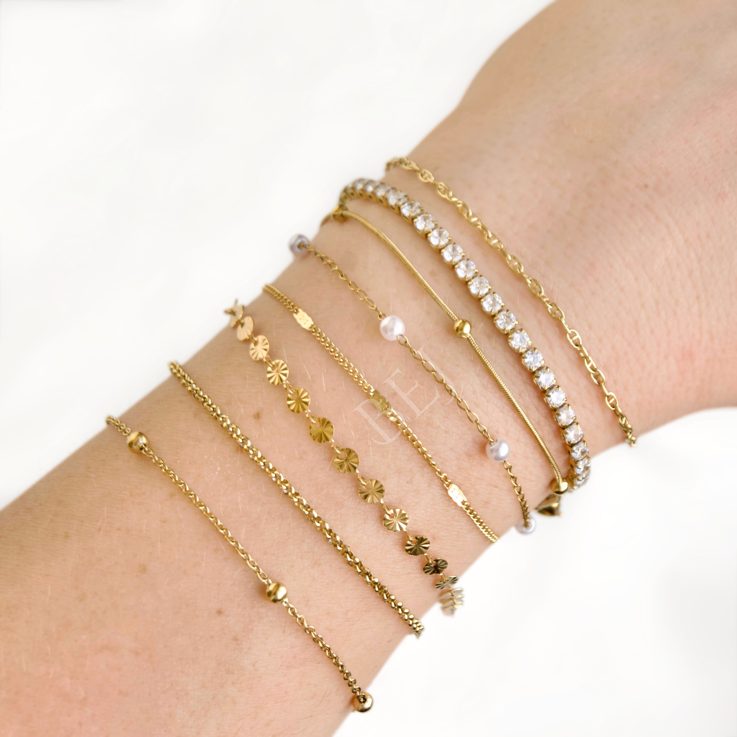 Everyday Stacking Bracelets - Stainless Steel Gold Chains
