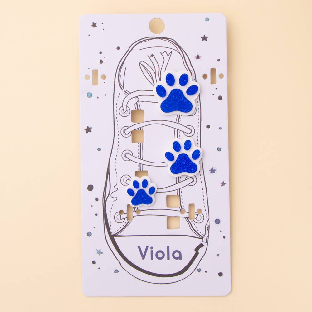 Gameday Glittered Paw Print Charm Shoe Set in Team Colors