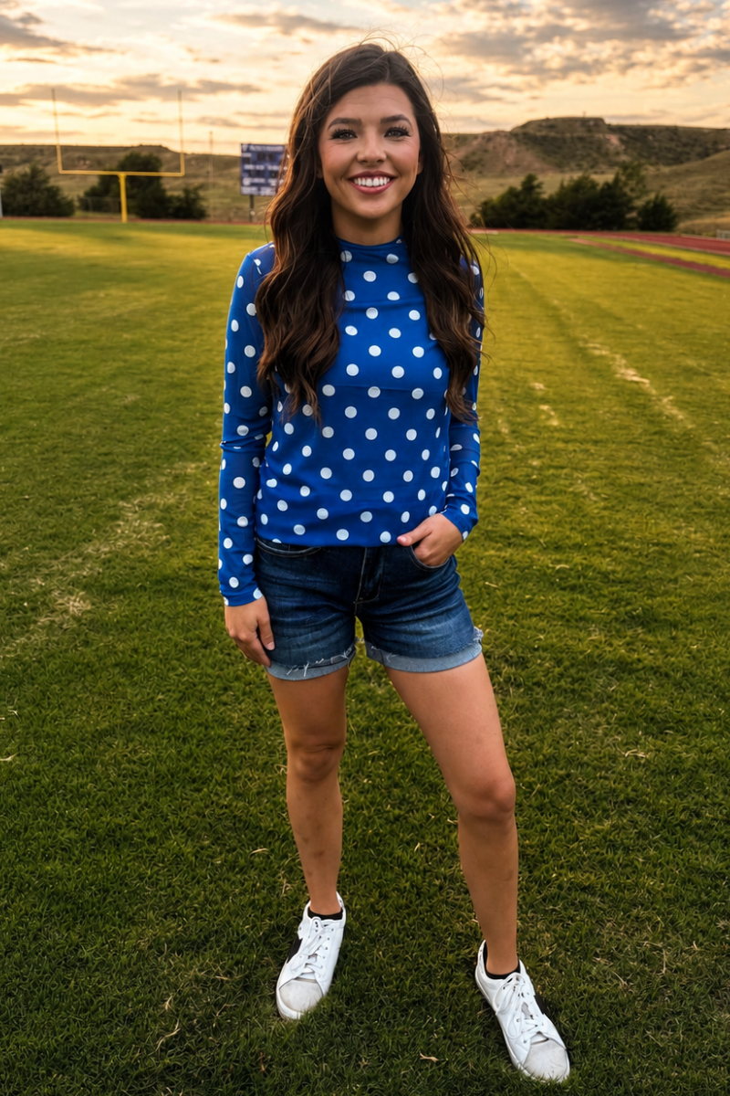 Kickoff Season Blue Mesh Top