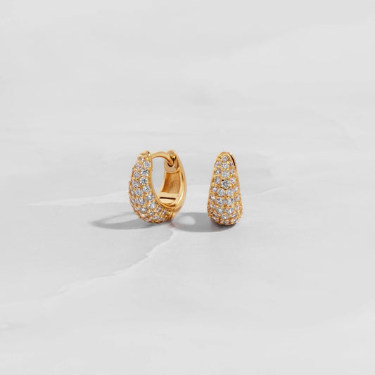 10mm Pave Basket Huggies