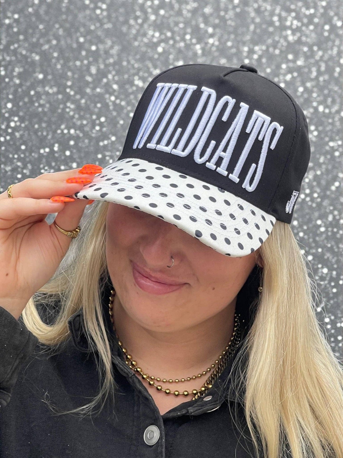 Wildcats Black and White Polka Dot Cap
