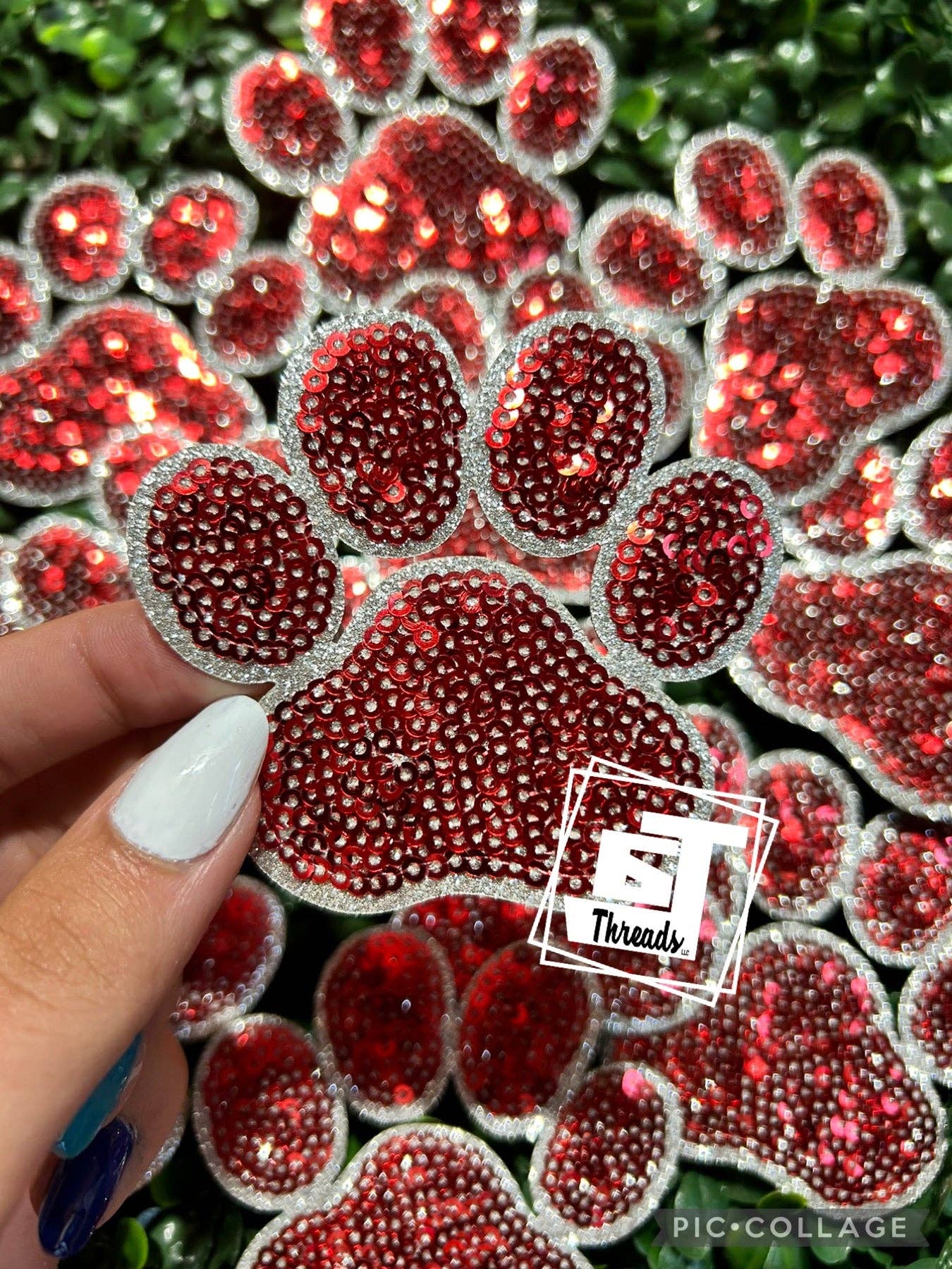 Sequin Paw Print Cap Patches
