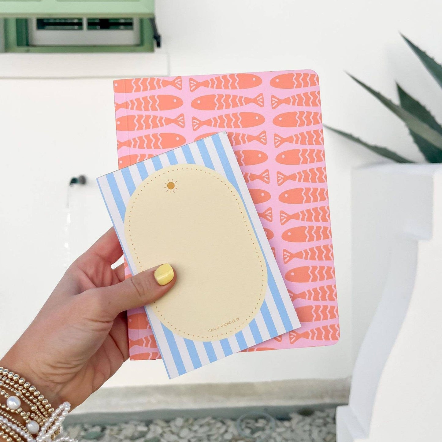 Sunny Striped Coastal-Inspired 4x6 Notepad