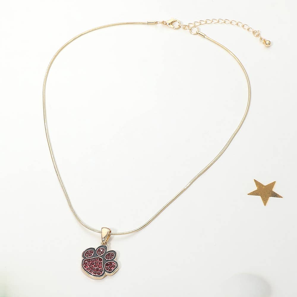 Game Day Football Paw Print Pendant Necklace