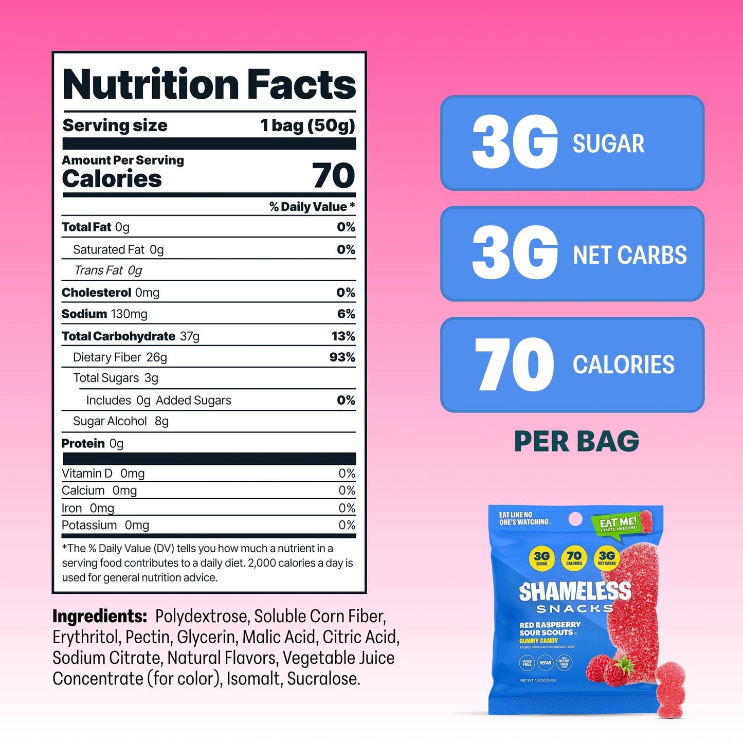 Red Raspberry Sour Scouts Low Sugar Gummy 1.8oz – 6ct