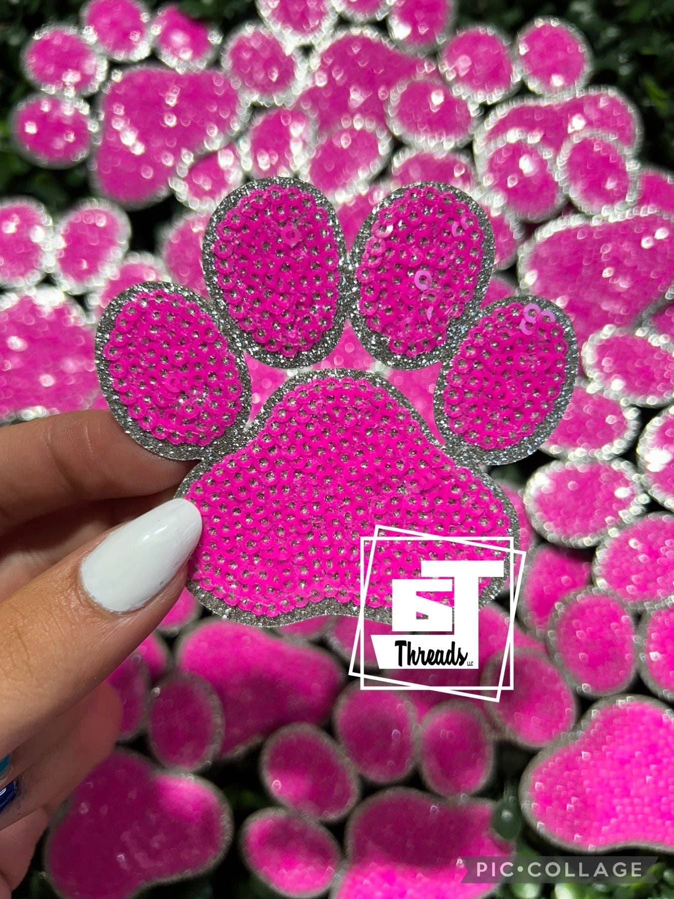 Sequin Paw Print Cap Patches