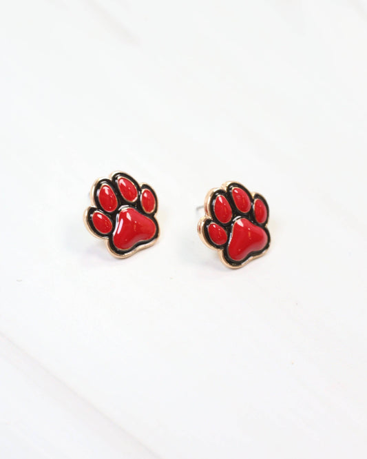 Go For It Paw Earring Red Black