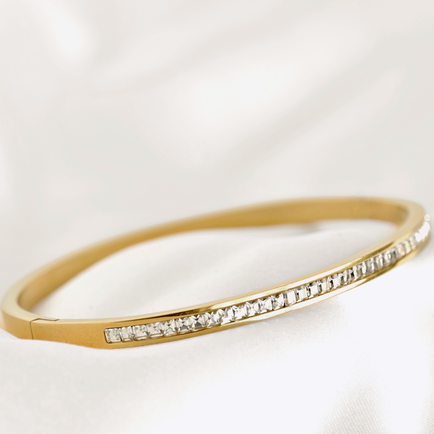 Mixed Motif Gold Hinged Bangle Set - Stainless Steel